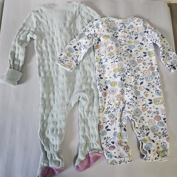 Set of 2 Baby Girl 3-6 M Bodysuits Carters & Cloud Island Green Pink Floral - Picture 10 of 11